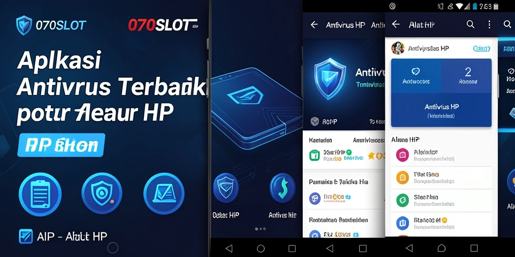 Antarmuka utama <strong>070SLOT</strong> menampilkan fitur-fitur Antivirus HP yang mudah diakses.