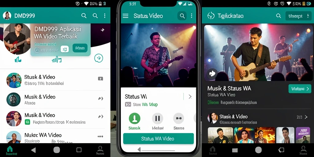 Antarmuka aplikasi DMD999 untuk memilih video status WA.