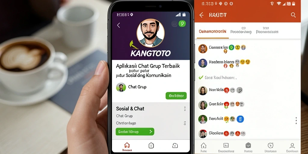 Tampilan antarmuka aplikasi KANGTOTO dengan fitur Chat Grup yang menarik.