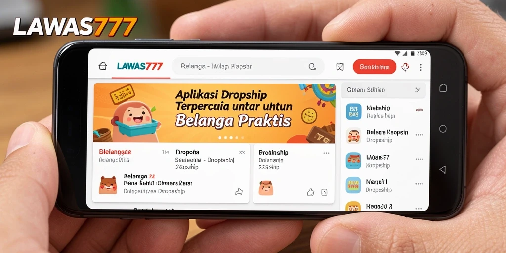 Tampilan antarmuka utama aplikasi LAWAS777 untuk belanja dropship.