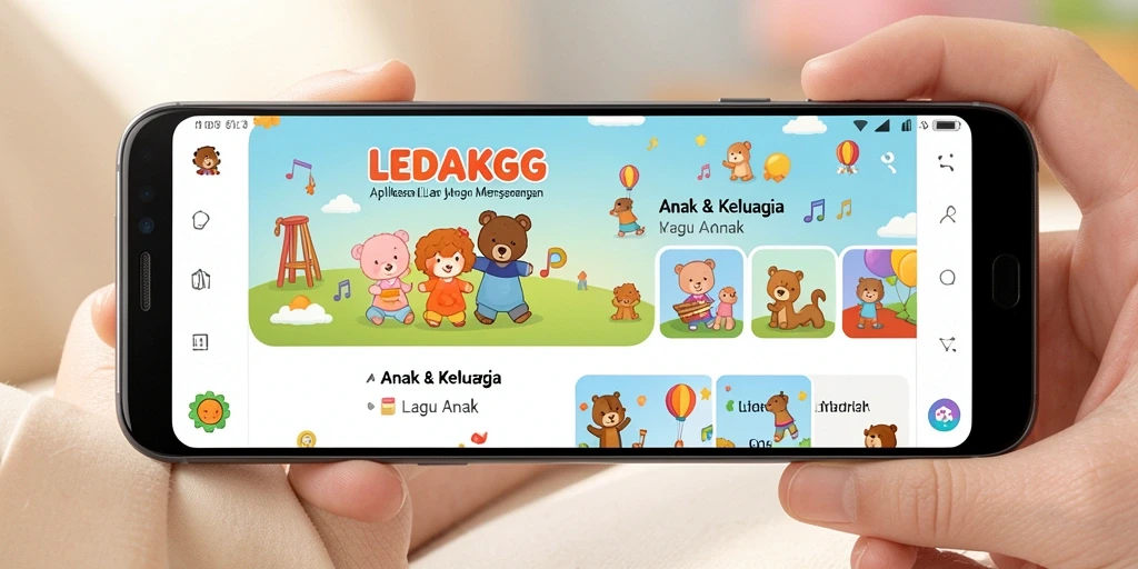Tampilan antarmuka LEDAKGG yang ramah untuk anak-anak saat memilih lagu.