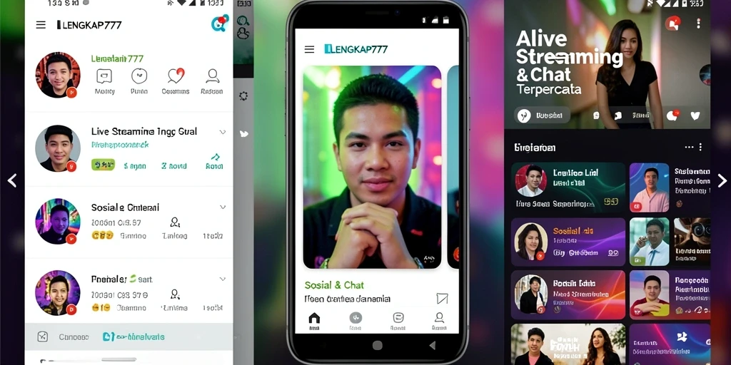 Antarmuka LENGKAP777 menampilkan siaran langsung dengan chat yang aktif.
