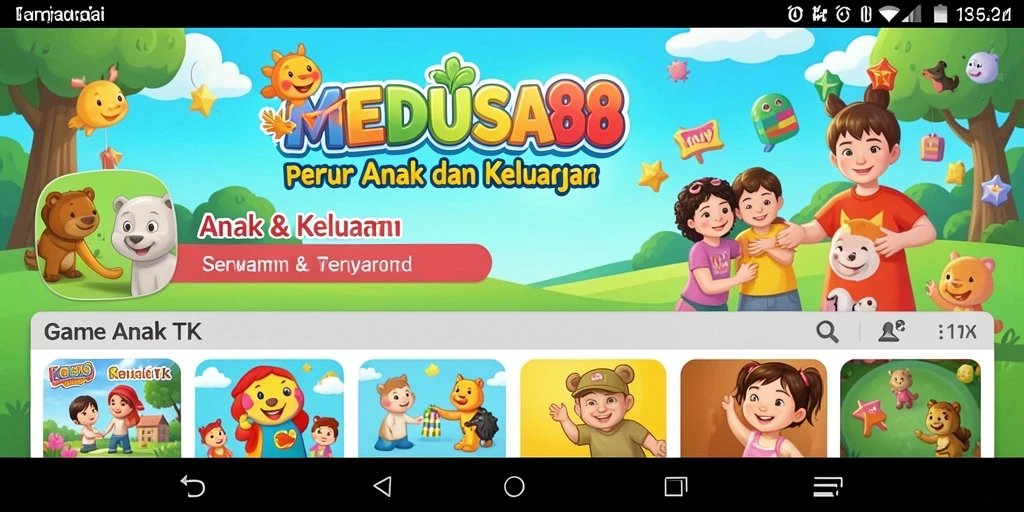 Tampilan antarmuka yang menarik dari MEDUSA88 untuk anak-anak.