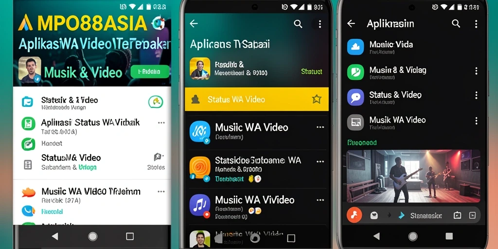 Tampilan antarmuka aplikasi MPO88ASIA menonjol dengan berbagai video status.