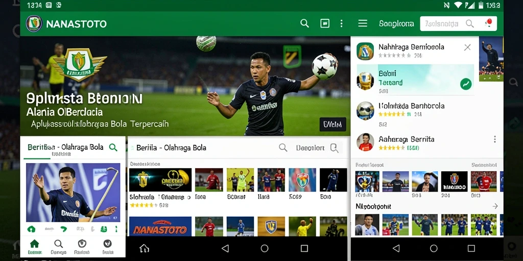 Antarmuka NANASTOTO yang informatif untuk berita olahraga bola.