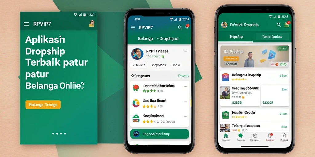 Screenshot utama RPVIP7 menampilkan antarmuka pengguna aplikasi Dropship.