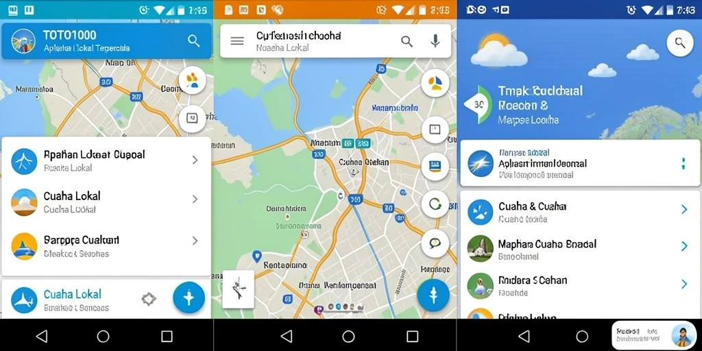 Screenshot utama TOTO1000 menampilkan antarmuka cuaca lokal yang informatif.